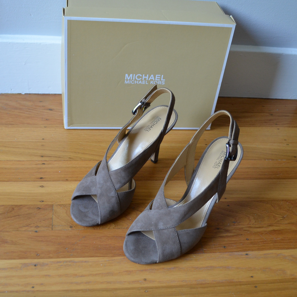 MICHAEL KORS Suede Slingback Heel Sandals - Picture 6 of 7